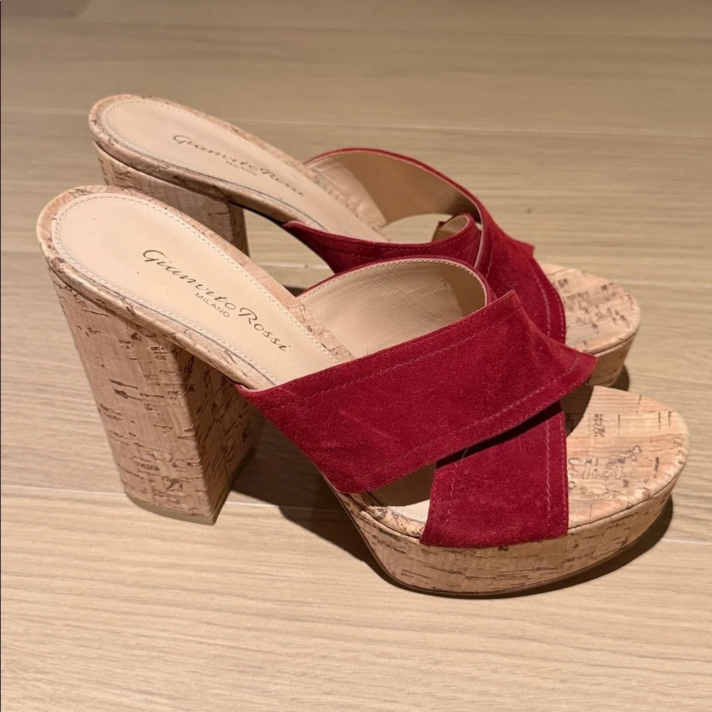 Gianvito Rossi Red Suede Platform Sandals‎